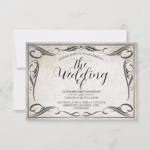 Vintage Black Art Deco Wedding Announcement