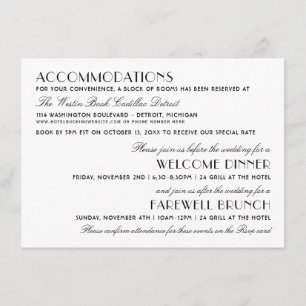 Vintage Black Art Deco Wedding Information Enclosure Card