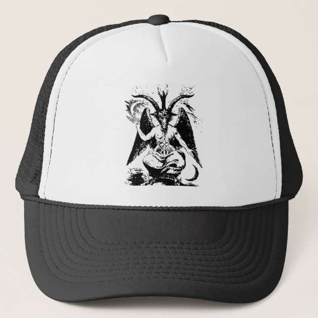 Vintage Black Baphomet Trucker Hat (Front)