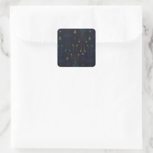 Vintage Black Blue Glowing Skeleton Sugar Skull Square Sticker