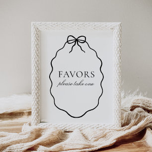 Vintage Black Bow Girl Baby Shower Favours Sign