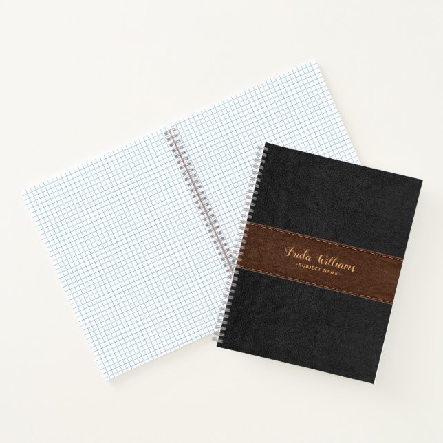 Vintage Black & Brown Faux Leather Notebook (Inside)