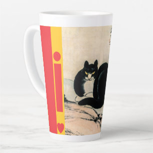 Vintage Black Cat and Narcissus by Zhu Ling Latte Mug