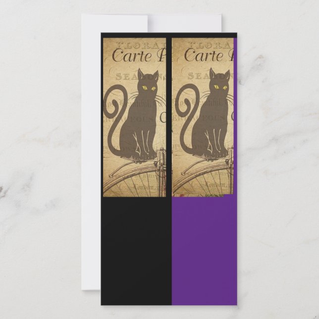 Vintage Black Cat, Art,  Bookmark Card (Front)