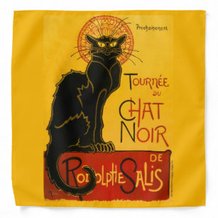 Vintage Black Cat Art Nouveau Paris Cute Chat Noir Bandana