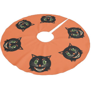 Vintage Black Cat Brushed Polyester Tree Skirt