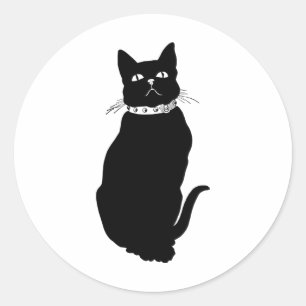 Vintage Black Cat Classic Round Sticker