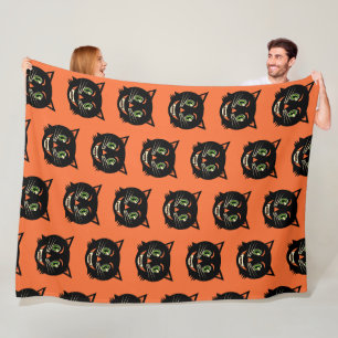 Vintage Black Cat Fleece Blanket