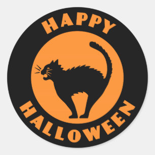 Vintage Black Cat - Happy Halloween Sticker