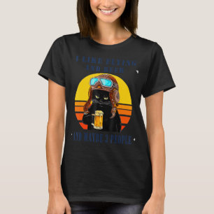 Vintage Black Cat I Like Flying And Beer And Maybe T-Shirt