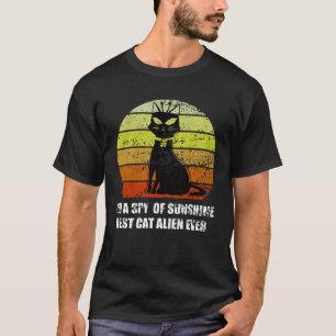 vintage black cat I m a spy of sunshine cat pun T-Shirt