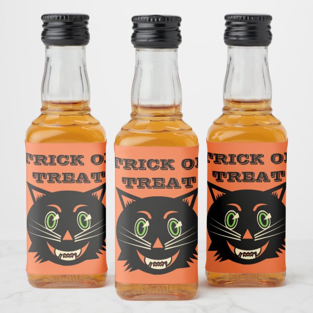 Vintage Black Cat Liquor Bottle Label (Bottles)
