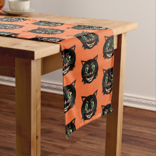 Vintage Black Cat Long Table Runner