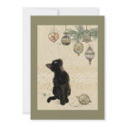 Vintage Black Cat Looking At Ornaments