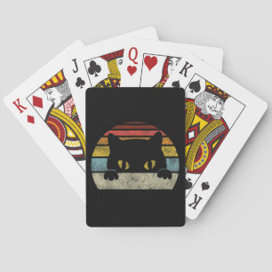Vintage Black Cat Lover, Retro Style Black Cats Playing Cards