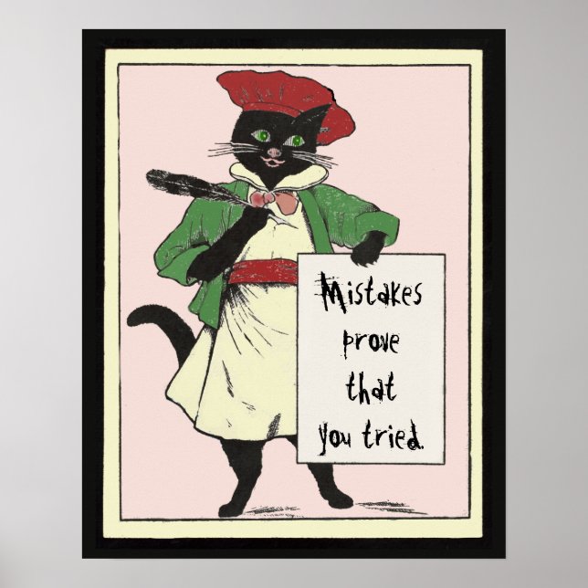 Vintage Black Cat Motivational Teacher's Classroom Poster (Front)