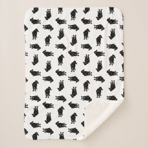 Vintage Black Cat Pattern CUSTOM BACKGROUND COLOR Sherpa Blanket