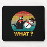 Vintage Black Cat Pushing Snowman Christmas Winter Mouse Pad<br><div class="desc">Vintage Black Cat Pushing Snowman Christmas Winter Costume</div>