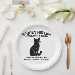 Vintage Black Cat Spooky Hollow General Store Paper Plate
