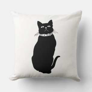 Vintage Black Cat Throw Pillow