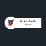 Vintage Black Cat veterinary profession business Name Tag<br><div class="desc">A customisable name tag for veterinarians or any other profession or business for your liking. A print with a little cute head of a black cat or kitten.</div>