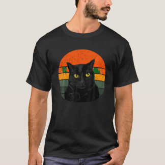 Vintage Black Cat Yellow Eyes T Shirt