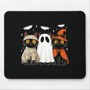 Vintage Black Cats Halloween Pumpkin Mummy Witch Mouse Pad
