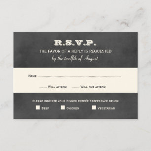 Vintage Black Chalkboard Wedding RSVP Card