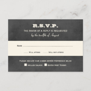 Vintage Black Chalkboard Wedding RSVP Card