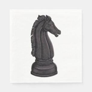 Vintage black chess piece napkin