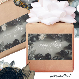 Vintage Black Christmas Ornaments with Ribbon Sticker