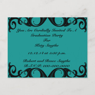 Vintage Black Curls Invitation Postcard