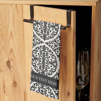 Vintage Black Damask Kitchen Design Kitchen Towel