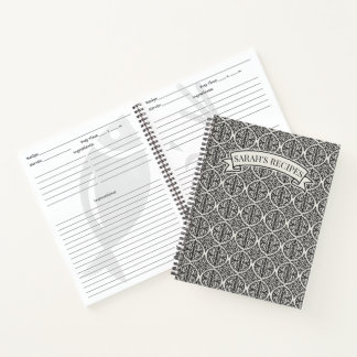 Vintage Black Damask Kitchen Recipe Notebook