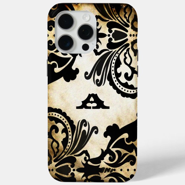 Vintage Black Damask Personalized Case-Mate iPhone Case (Back)