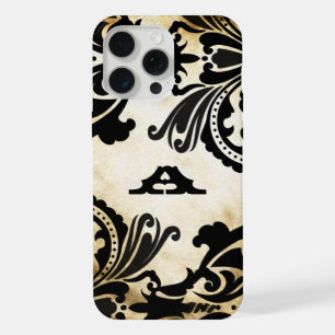 Vintage Black Damask Personalized iPhone 15 Pro Max Case