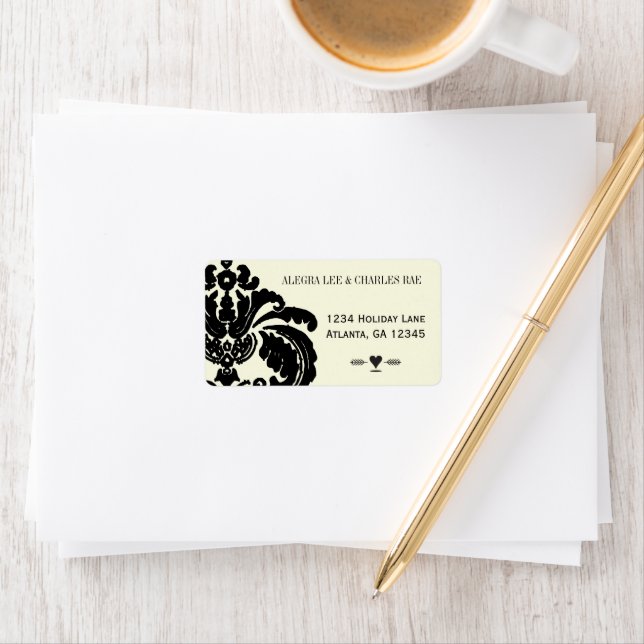 Vintage Black Damask Wedding Lable Label (Insitu)