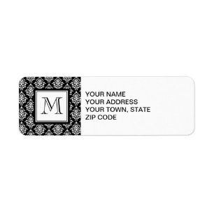 VINTAGE BLACK DAMASK YOUR MONOGRAM