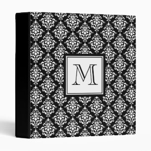 VINTAGE BLACK DAMASK YOUR MONOGRAM BINDER