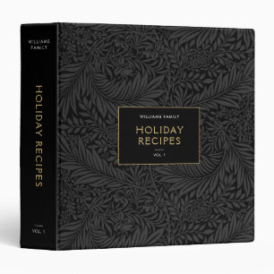 Vintage Black Floral Botanical Holiday Recipes Binder