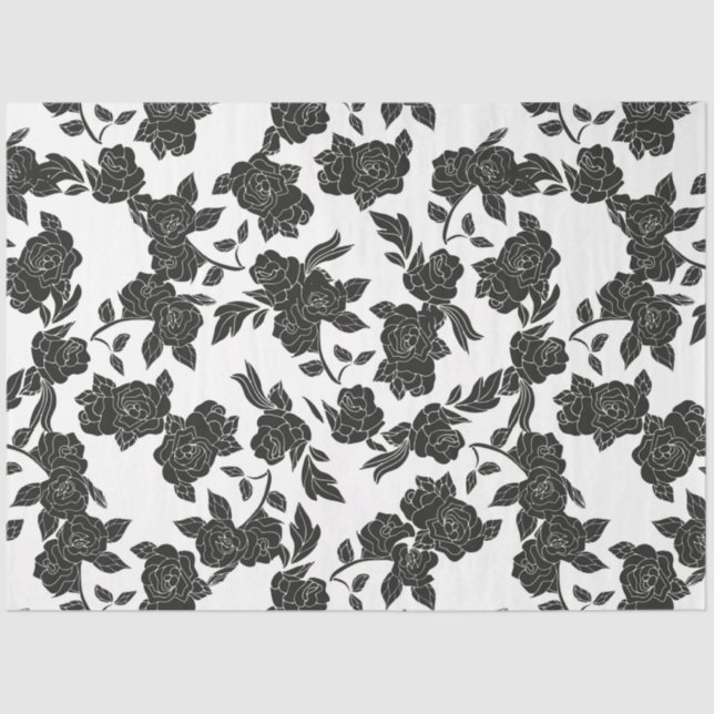 Vintage Black Floral Decoupage Tissue Paper (Front)
