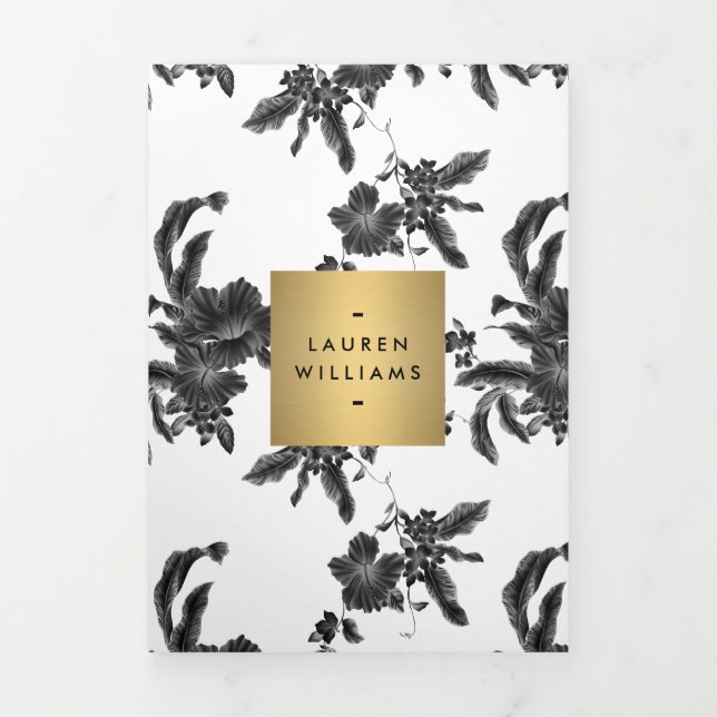 Vintage Black Floral Pattern Brochure (Cover)
