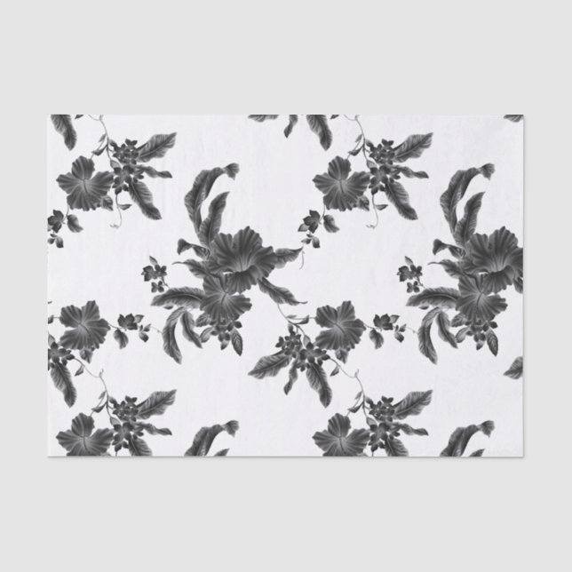 Vintage Black Floral Pattern Tissue Paper (Front)
