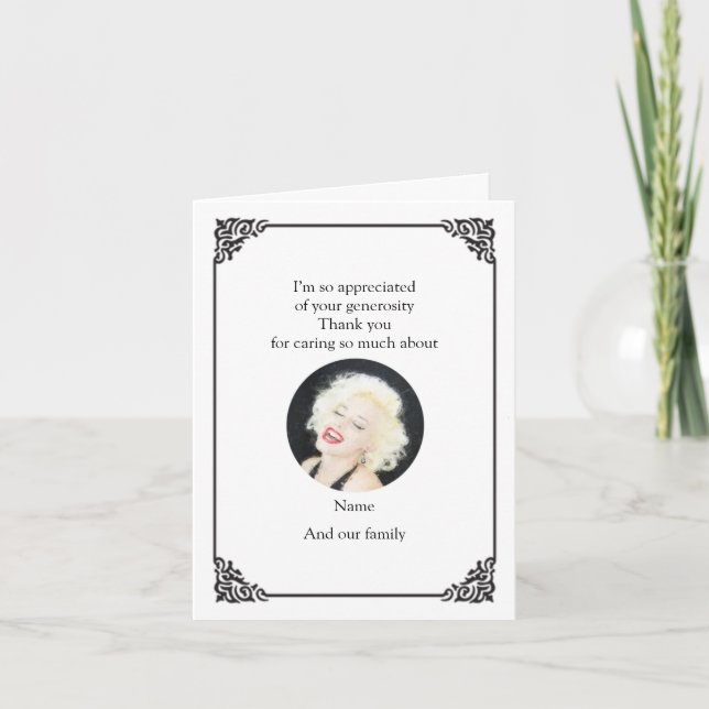 Vintage Black Frame After Funeral Thank You Cards (Front)