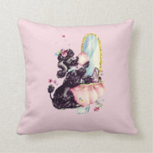 Vintage Black French Poodle Throw Pillow