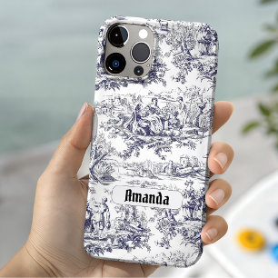 Vintage Black French Toile Floral Monogram Case-Mate iPhone 14 Case