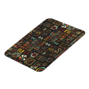 Vintage Black Geometric African Doodle Magnet