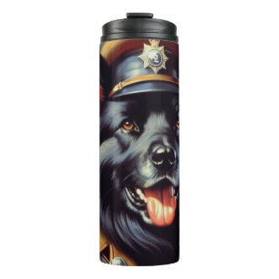 Vintage Black German Shepherd Painting Thermal Tumbler