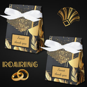 vintage black gold 1920s wedding favor box