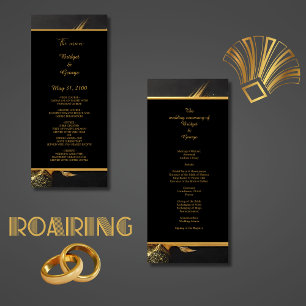 vintage black gold 1920s wedding program
